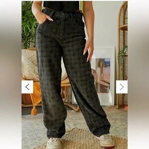 iets frans Monogram Corduroy Baggy Pants Grey Women Size 26 Urban Outfitters